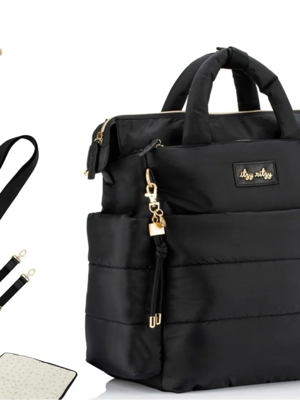 Itzy Ritzy Black Quilted Convertible Backpack Diaper Bag